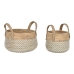 Set de basket Home ESPRIT Blanc Naturel Marron Clair PVC Herbier marin Joncs 35 x 35 x 30 cm (2 Pièces)