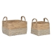 Set de Coșuri Home ESPRIT Alb Natural Maro Deschis PVC Iarbă de mare Stuf 43 x 38 x 36 cm (2 Piese)