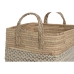 Juego de Cestas Home ESPRIT Blanco Natural Marrón claro PVC Hierba marina Junco 43 x 38 x 36 cm (2 Piezas)