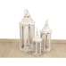 Conjunto de lanternas Romimex Branco Metal Vidro 19 x 36 x 19 cm 28 x 66 x 28 cm 36 x 86 x 36 cm 3 Peças