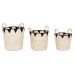 Set de Coșuri Home ESPRIT Negru Natural Fibră naturală Boho 37 x 37 x 43 cm (3 Piese)