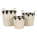 Set de Coșuri Home ESPRIT Negru Natural Fibră naturală Boho 37 x 37 x 43 cm (3 Piese)