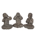 Set of Figures Romimex Grey Monk 17 x 22 x 15 cm 3 Pieces