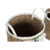 Conjunto de Cestas Home ESPRIT Branco Verde Natural Fibra natural Tropical 39 x 39 x 47 cm (3 Peças)