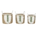 Basket set Home ESPRIT White Green Natural Natural Fibre Tropical 39 x 39 x 47 cm (3 Pieces)