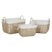 Conjunto de Cestas Home ESPRIT Branco Natural Metal Moderno 45 x 34 x 36 cm (3 Peças)