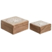 Casetă de Bijuterii Home ESPRIT Alb Natural Lemn de mango 18 x 18 x 9 cm (2 Piese)