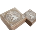 Scatola-Portagioie Home ESPRIT Bianco Naturale Legno di mango 18 x 18 x 9 cm (2 Pezzi)