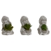 Dekorativ Plante Home ESPRIT Polyetylen Sement Buddha Orientalsk 8,5 x 7 x 11 cm (3 enheter)