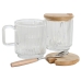 Sockerströare Home ESPRIT Transparent Bambu Glas 350 ml 11,7 x 8,7 x 14 cm 2 Delar (12 antal)