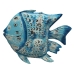 Wall Decoration Romimex Blue White Golden Fish 80 x 65 x 15 cm