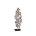 Skulptur Romimex Sort Sølvfarvet Aluminium Træ MDF 32 x 89 x 14 cm Blad af en plante