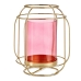 Portavelas Rosa Dorado Farol Metal Vidrio (19 x 20 x 19 cm)