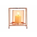 Candleholder Squared Copper Amber 11,5 x 12,6 x 11,5 cm Metal Glass