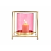 Kaarshouder Vierkant Roze Gouden 14 x 15,5 x 14 cm Metaal Glas