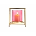 Kaarshouder Vierkant Roze Gouden 11,5 x 12,6 x 11,5 cm Metaal Glas