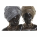 Dekorativ Figur DKD Home Decor Gyllen Sølv Kolonial Afrikansk dame 24 x 18 x 36 cm (2 enheter) (2 Deler)