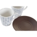 Чашка DKD Home Decor Zils Balts Brūns Kaučuka koks Keramika 90 ml