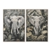 Schilderij Home ESPRIT Groen Grijs Olifant Koloniaal Gouden 63 x 4,5 x 93 cm (2 Stuks)