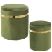 Puff Alexandra House Living Verde Dourado Veludo Madeira Conjunto 2 Peças