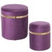 Pouf Alexandra House Living Violet Doré Velours Bois Lot 2 Pièces