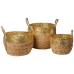 Set of Baskets Romimex Golden Natural Fibre 31 x 25 x 31 cm 3 Pieces