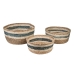 Set of Baskets Romimex Blue Natural Fibre Stripes 24 x 11 x 24 cm 3 Pieces