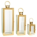 Lantern set Romimex Golden Metal Glass 18 x 49 x 18 cm 3 Pieces