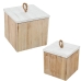 Set decoratieve dozen Alexandra House Living Wit Bruin Hout 2 Onderdelen