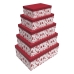 Set van opstapelbare opbergboxen DKD Home Decor Wit Rood Karton Rendier 50 x 35 x 25 cm (5 Stuks)