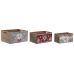 Caja Decorativa Home ESPRIT Rojo Gris Natural Madera MDF 36 x 26 x 18 cm