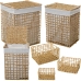 Conjunto de Cestos Alexandra House Living Castanho Madeira Rotim Fibra natural 43 x 56 x 36 cm