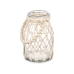 Candleholder Tin White Transparent Glass Rope 14 x 21 cm (6 Units)