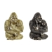 Decoratieve figuren DKD Home Decor 22 x 23,5 x 31 cm Zilverkleurig Gouden Koloniaal Gorilla (2 Stuks)