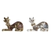 Decoratieve figuren DKD Home Decor Wit Gouden Kat 22,5 x 8 x 15 cm (2 Stuks)