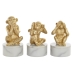 Decoratieve figuren DKD Home Decor Wit Gouden Tropisch Overalls 10,5 x 10,5 x 18,5 cm (3 Onderdelen)