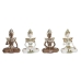 Decoratieve figuren DKD Home Decor 20,5 x 10,5 x 28,5 cm Bruin Boeddha Wit Orientaals (4 Onderdelen)