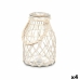 Candleholder Tin White Transparent Glass Rope 17 x 25 cm (4 Units)