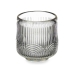 Candleholder Stripes Grey Crystal 7,5 x 7,8 x 7,5 cm (12 Units)