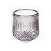 Candleholder Stripes Grey Crystal 9 x 9,5 x 9 cm (12 Units)