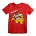 Camisola de Manga Curta Infantil Super Mario Bowser Text Vermelho