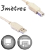 Cable USB 2.0 A a USB B Lineaire 3 m Beige