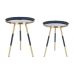 Set of 2 tables Home ESPRIT Sininen Kullattu 41 x 41 x 51 cm