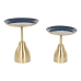 Set of 2 tables Home ESPRIT Sininen Kullattu 40,5 x 40,5 x 48 cm