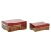 Box-Schmuckkästchen DKD Home Decor Metall Kristall Rot Gold Holz MDF 25 x 18 x 10 cm (2 Stück)