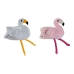 Pehmolelu DKD Home Decor Valkoinen Pinkki Lasten Vaaleanpunainen flamingo 34 x 25 x 27 cm (2 osaa)