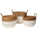 Set of Baskets Romimex White Natural Fibre 32 x 25 x 32 cm 3 Pieces