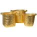 Set of Baskets Romimex Golden Natural Fibre 43 x 43 x 43 cm 3 Pieces