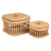 Set ukrasnih kutija Romimex Smeđa ispleten od pruća Drvo MDF 19 x 14 x 19 cm 2 Dijelovi