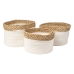 Set med kurve Romimex Hvid Natur Naturlig fiber 23 x 15 x 23 cm 3 Dele